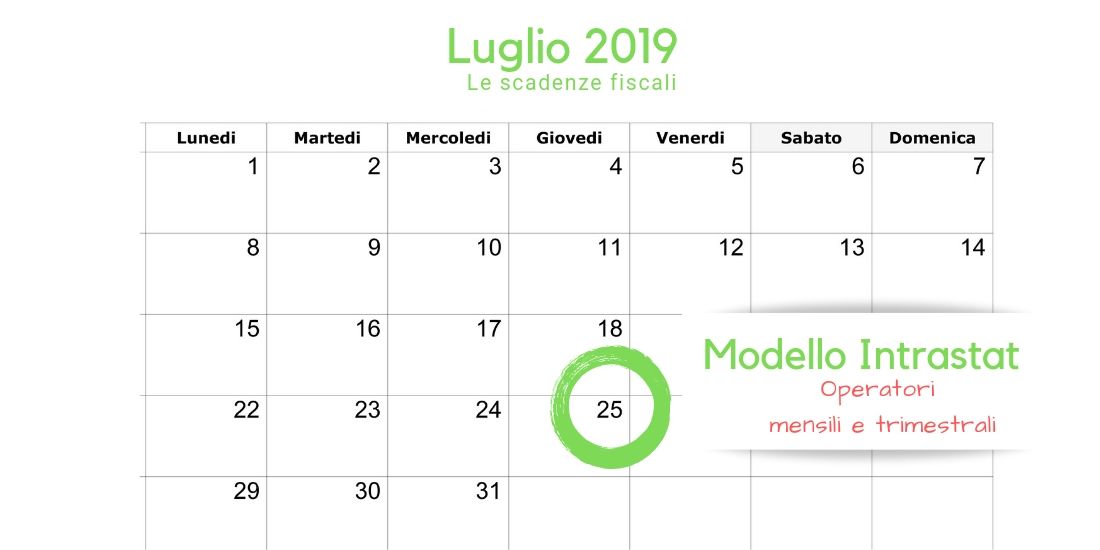 Scadenza modello Intrastat trasmissione elenchi entro il 25 luglio