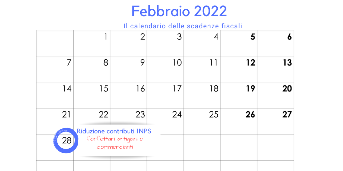 Riduzione contributi INPS forfettari 2022: scadenza 28 febbraio per la